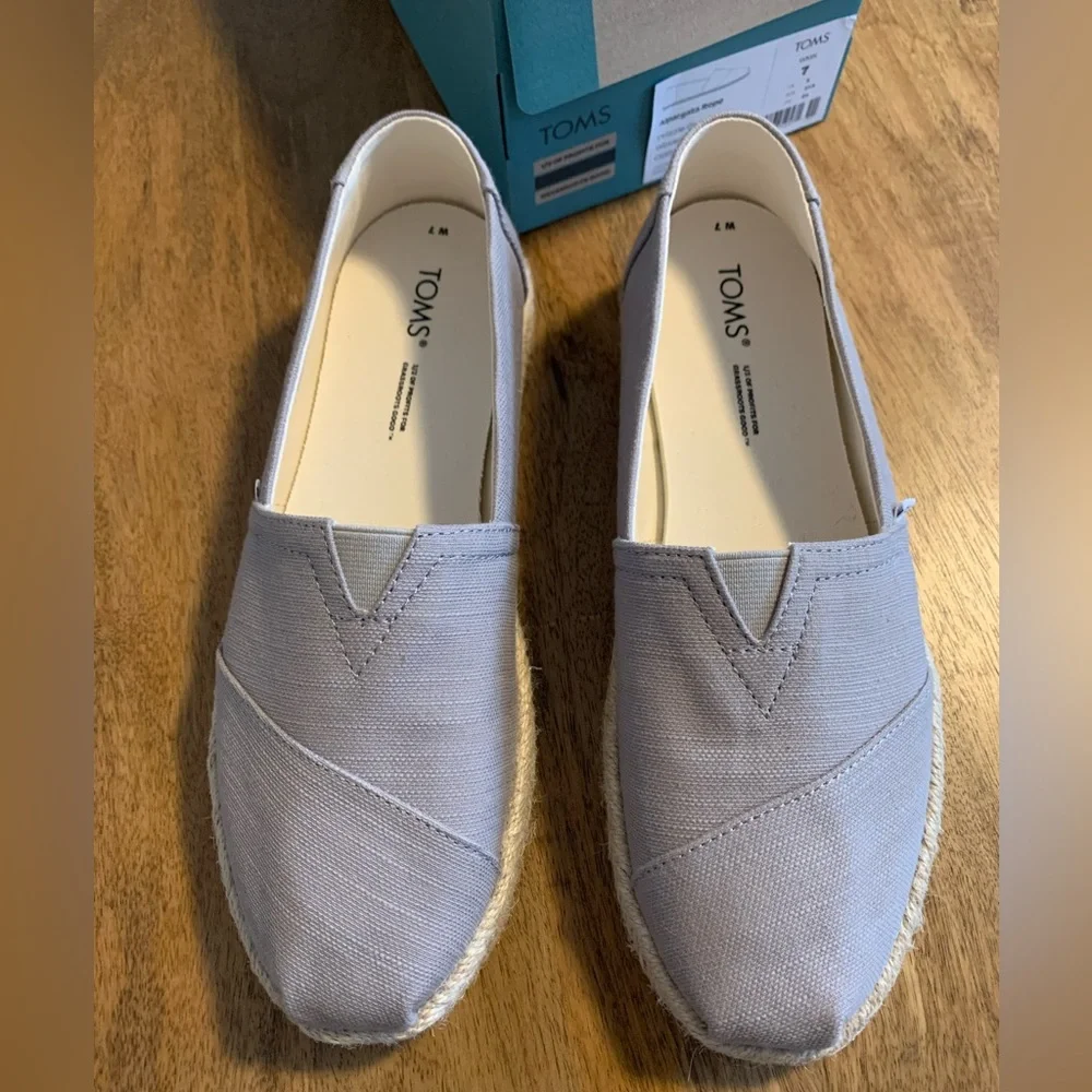Toms Alpargata Women’s Grey Woven Espadrille Rope Sole Slip On Shoes Sz 7- NEW - Picture 3 of 4